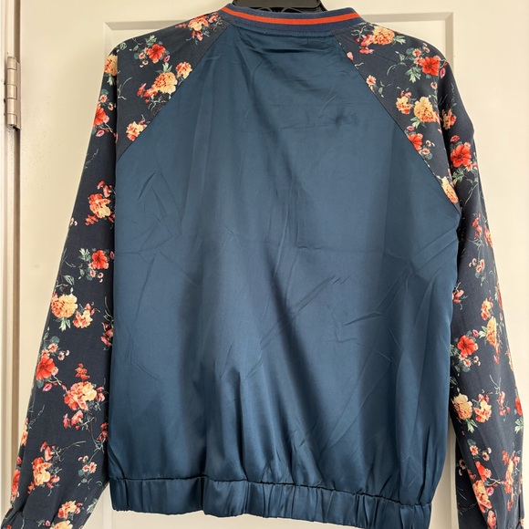 Floral Navy Bomber Jacket - Picture 2 of 4